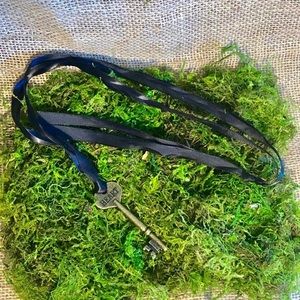 Choker/ Adjustable Vintage Key Ribbon Necklace